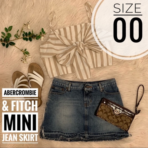 🎃 Abercrombie and Fitch mini Jean skirt frayed - Picture 2 of 8